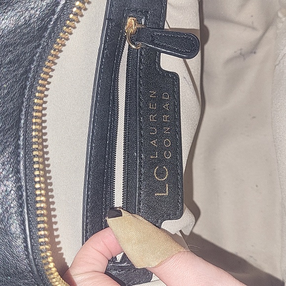 EUC Lauren Conrad black faux leather backpack with cute heart pocket - Picture 6 of 7